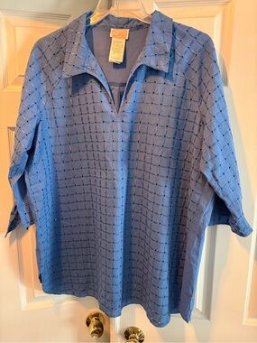 Persona by Marina Rinaldi Blue Embroidered Tunic